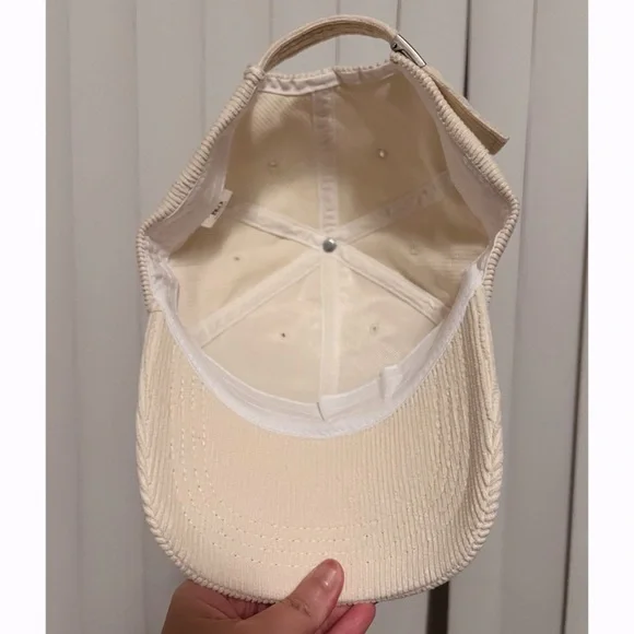 NWOT Korean Brand DEEPNY Corduroy Cap with Embroidered R in Ivory - Picture 6 of 15